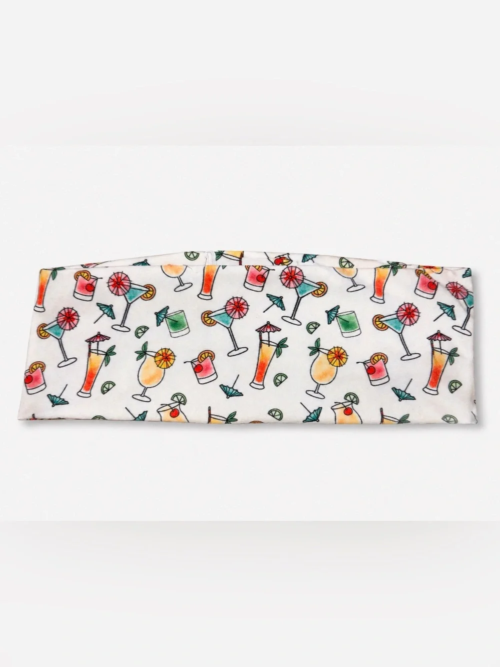 NWT Ry-Bandz Tropical Cocktail Print Head Wrap Headband White Stretch Wide